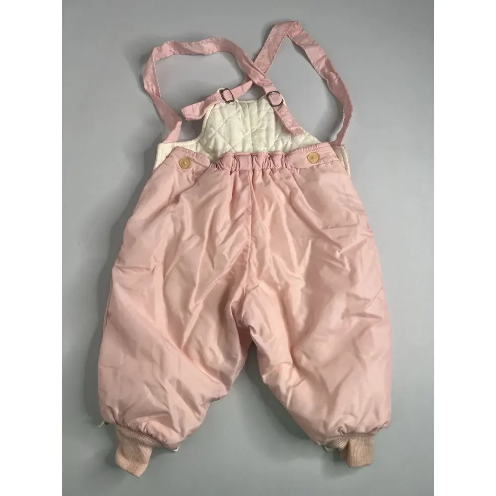 Vintage Snowsuit Quilted Pram Trundle Bundle Pink Removable Booties